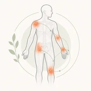 Anatomische Illustration mit hervorgehobenen Gelenken im funktionellen Zusammenhang