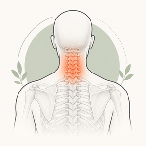 Anatomische Illustration mit hervorgehobenem Nackenbereich