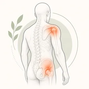 Anatomische Illustration mit hervorgehobener Schulter und Hüfte